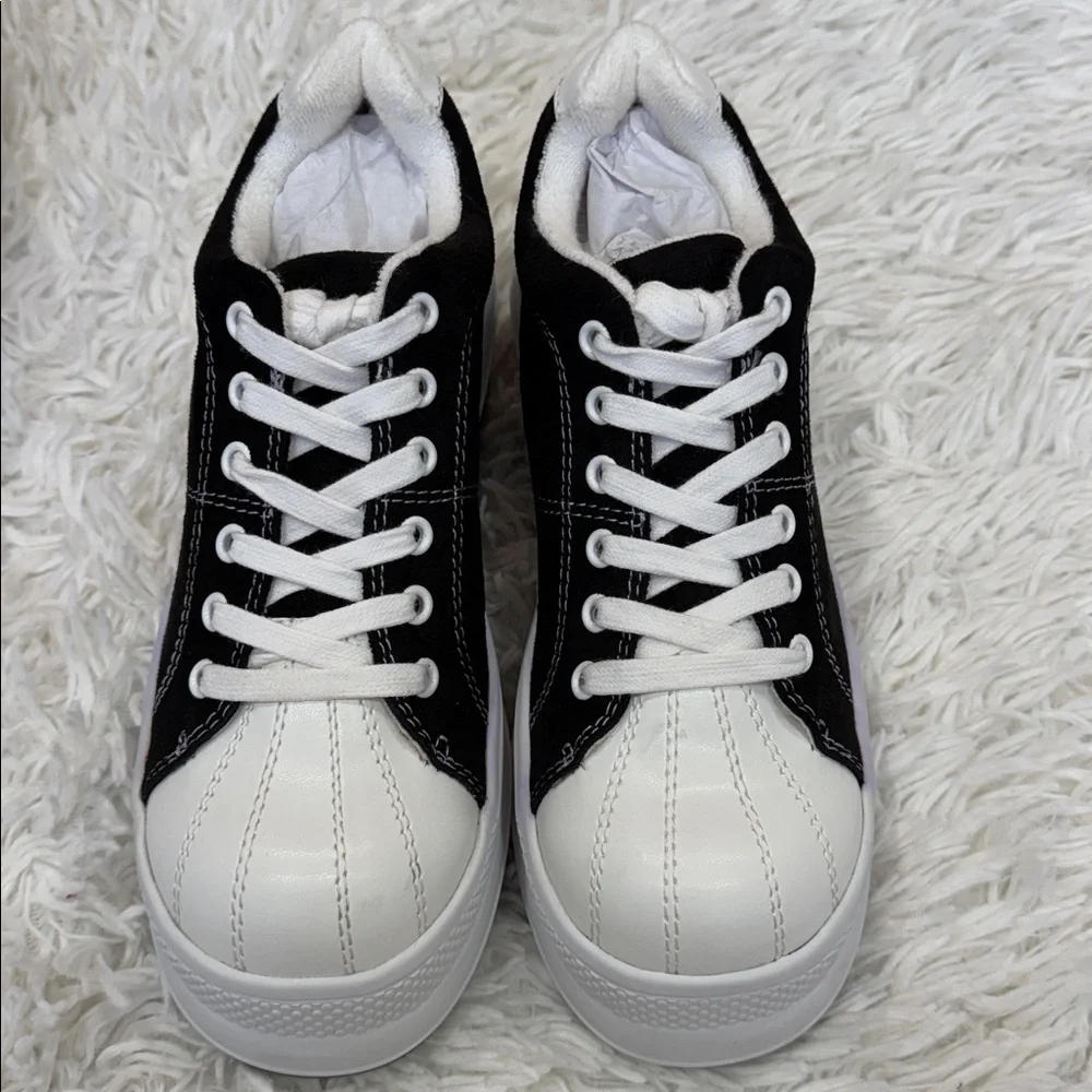 Dolls Kill Current Mood Black White Platform Sneaker Size 8